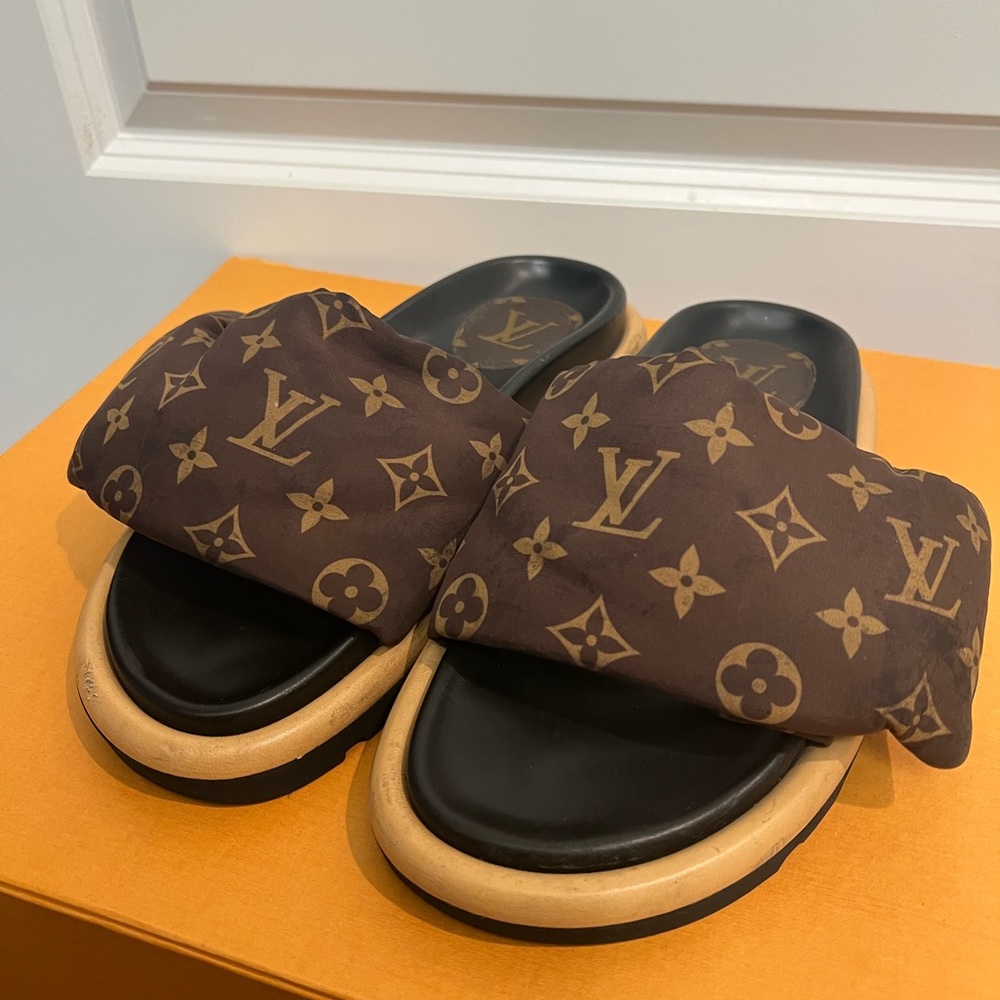 Louis Vuitton Brown Monogram Slides